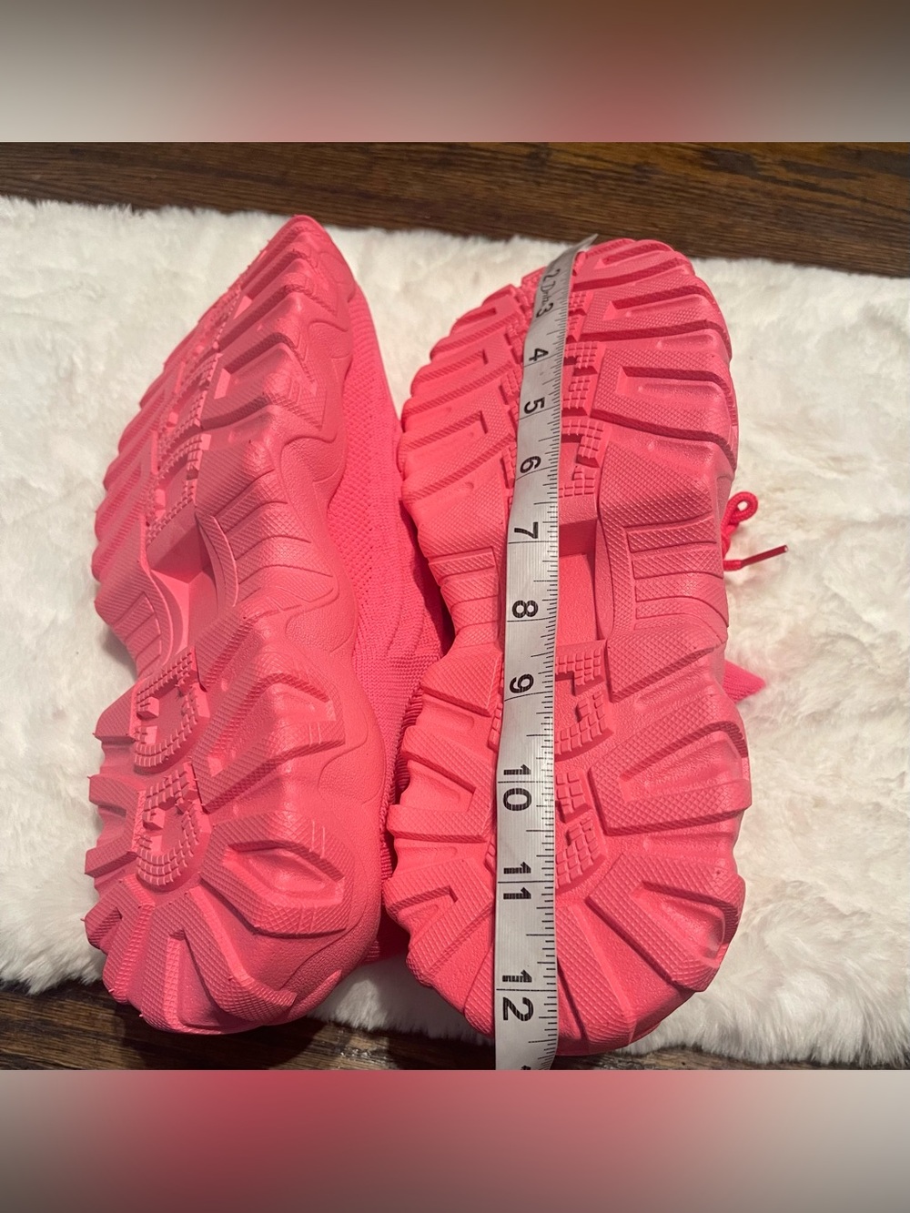 Amazon Women's  casual Bright Pink Chunky Knit Sneakers size 11 - Picture 10 of 14